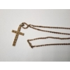 Image 4 : 14K Gold 18" Twist Chain Necklace with Gorgeous Intricate Cross Pendant - Total Weight: 10.5g