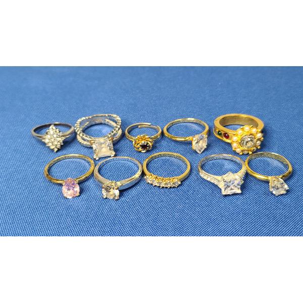 Assorted Gold & Silver COLORED Fashion Rings - See Photos For Sizing