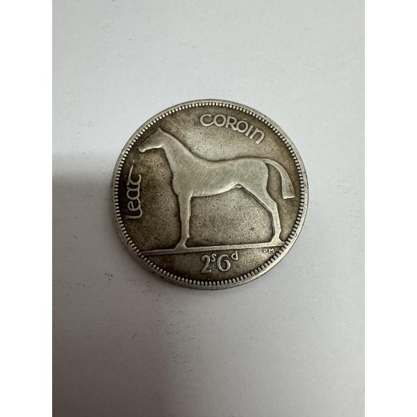 1928 Irish Half Crown Coin Featuring an Irish Hunter- Incredible Condition! 75% Silver Coin TSW 14.1