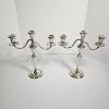 Image 1 : Pair Of 13" Weighted Sterling Silver 3 Light Candelabras (936.6g and 938g)
