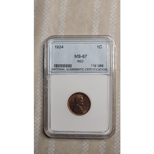 NNC 1924 MS-67 RED Lincoln Wheat Cent 