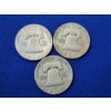 Image 2 : x3 United States 90% Silver Franklin Half Dollars: 1954, 1951, 1951