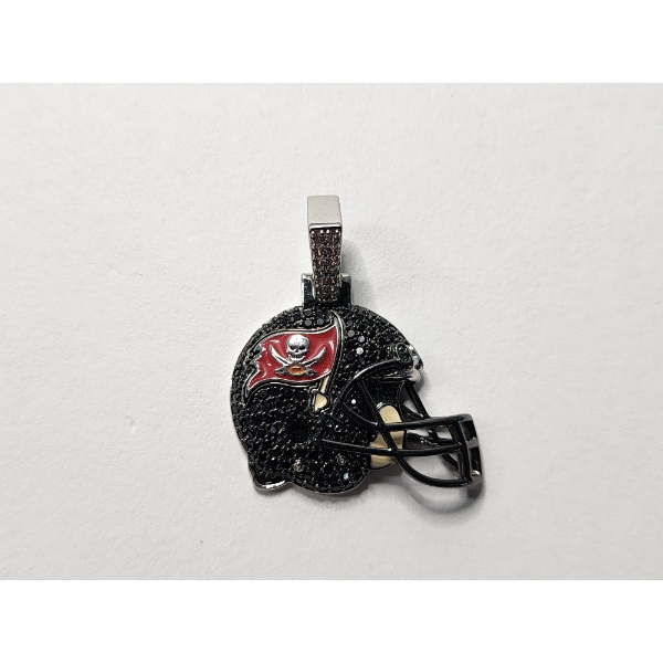 Tampa Bay Buccaneers GLD 14K White Gold-Plated Helmet Logo Pendent