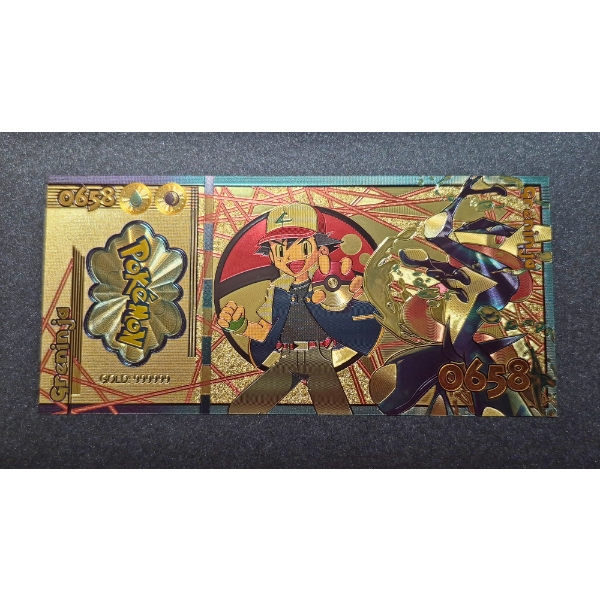 .999 GOLD FOIL JAPANESE ANIME' "GRENINJA" POKEMON NOTE - IN PROTECTIVE SLEEVE