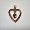 Image 1 : 10K Gold Open Heart Pendant with Teardrop Brown Stone - Total Weight: 3.0g