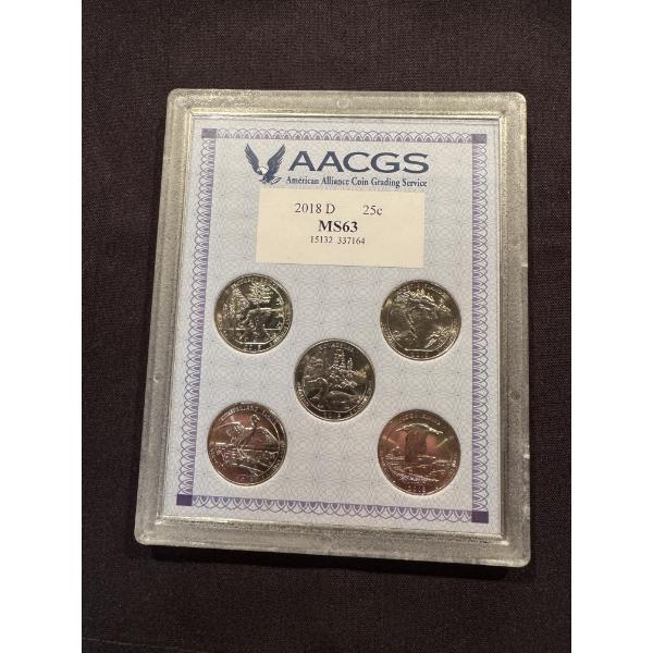 Rare 2018-D United States State Quarters - Graded MS 63 - Incredible Set