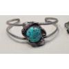 Image 2 : Sterling Silver Southwestern Style Cuff Bracelet & Rings With Turquoise - Total Weight: 26.3g