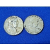 Image 1 : x2 90% Silver Franklin Half Dollars: 1957 and 1951 - FV: $1.00