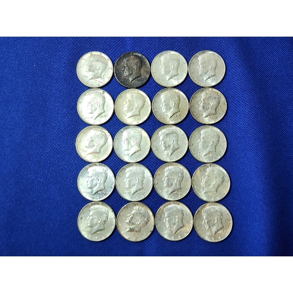 Lot of (20) 90% Silver 1964 Kennedy Half Dollars FV: $10.00