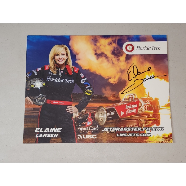 SIGNED Elaine Larson Florida Tech Jet Dragster IHRA Hero Card