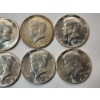 Image 2 : x6 1964 Kennedy Half Dollars 90% Silver Face Value $3.00