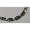Image 4 : 10K Gold 7.5" Chevron Link Tennis Bracelet & Single 10K Gold Emerald/Diamond Earring - Weight: 3.6g