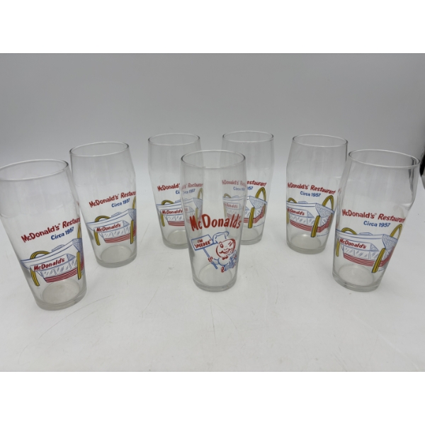 McDonald's Restaurant Circa 1957 Collectible Glasses - 7 Total - I'm Speedee Glass