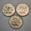 Image 2 : Three United States 90% Silver Franklin Half Dollars: 1956, 1956, 1955 - FV: $3.00