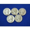 Image 2 : x5 Assorted Years 90% Silver Washington Quarters FV: $1.25