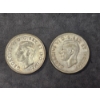 Image 1 : (2) Canada Silver 50 Cents - 1943 ASW 0.3oz & 1944 ASW 0.3oz  - 80% Silver
