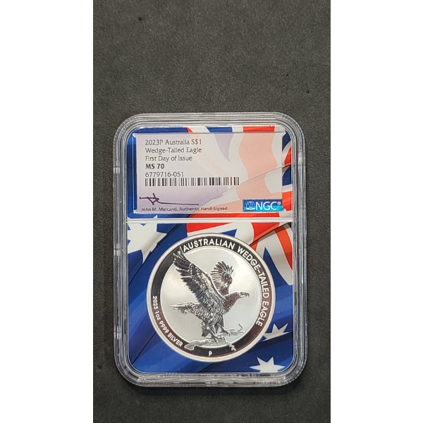 2023-P NGC First Day Of Issue MS 70 $1 Australian Wedge-Tailed Eagle 1 oz 9999 Silver Coin
