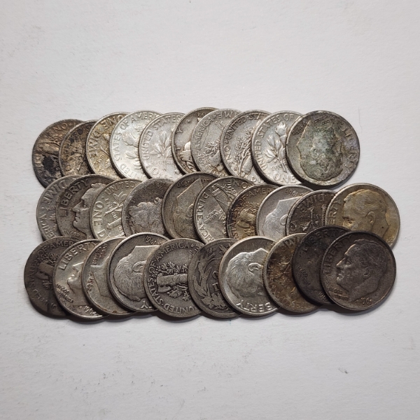 $3.00 Face Value in Assorted 90% Silver United States Dimes Ft. Mercury & Roosevelt Dimes