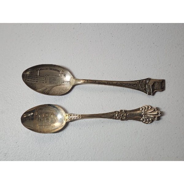 x2 Sterling Silver Alliance OH Souvenir Spoons: McCaskey Register Co. & Mt. Union College TW :34.5g