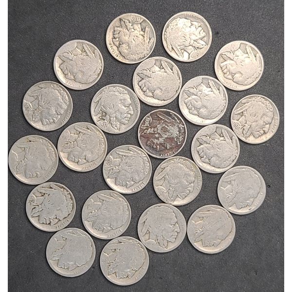 Assorted Years/Mint Marks U.S Buffalo Nickels - Face Value: $1.10