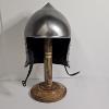 Image 1 : Open-Face Medieval Bascinet Helmet On Wooden Display Stand