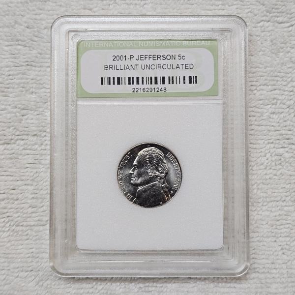 INB Certified BU 2001-P Jefferson Nickel