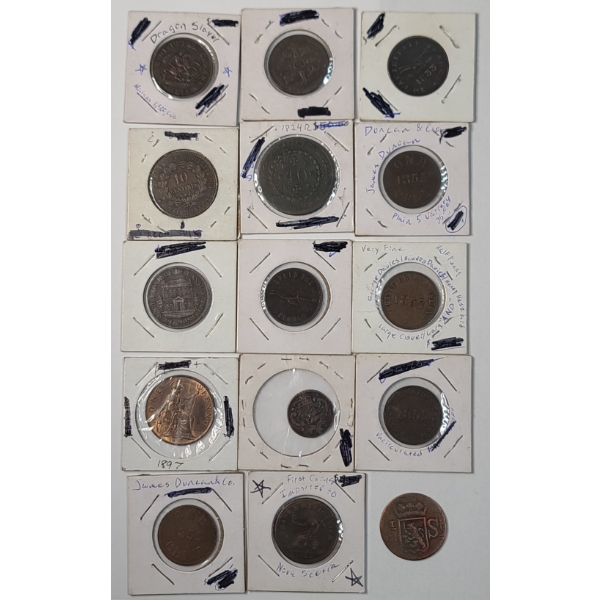 Assorted Foreign Coins & Tokens - Netherlands, Brazil, Italy & More