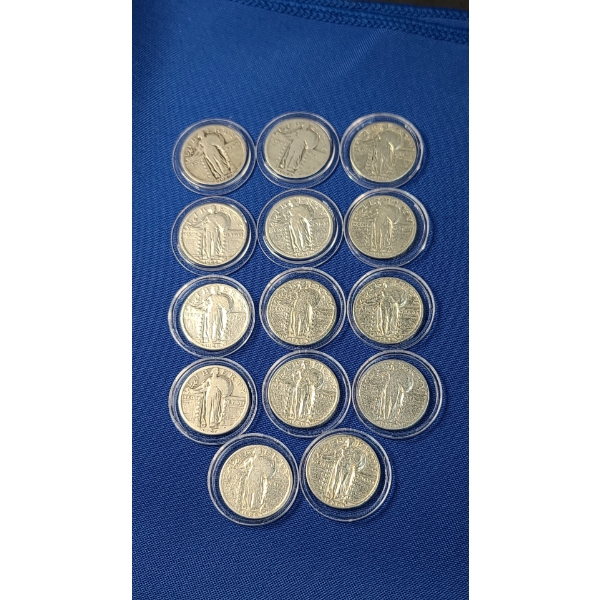 Assorted Years Standing Liberty Silver Quarters - Face Value: $3.50