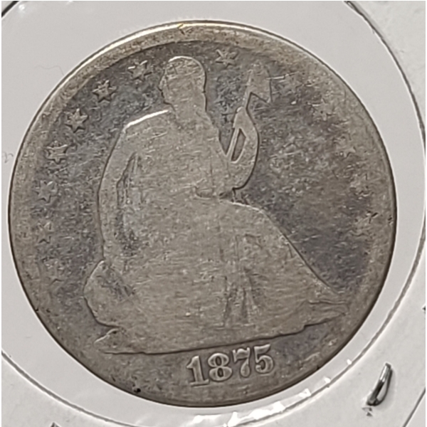 1875-P U.S Seated Liberty 90% Silver Half Dollar