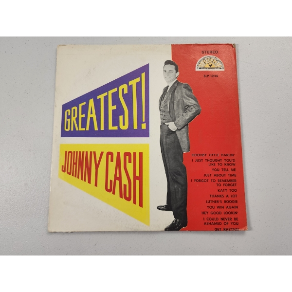 Vintage Johnny Cash "Greatest!" Greatest Hits Vinyl Record LP - Sun Records SLP 1240