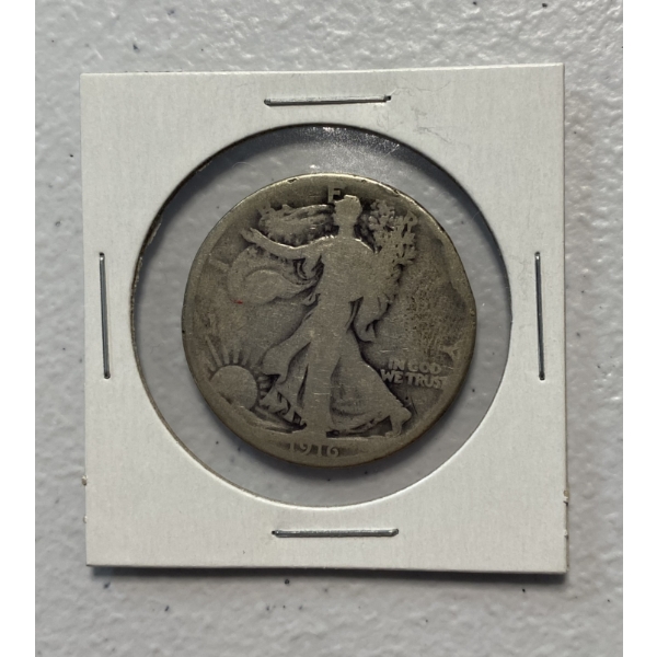 1916 United States Walking Liberty 90% Silver Half-Dollar