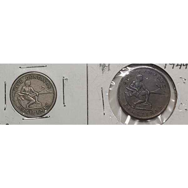 1917 U.S/Philippines 5 Centavos Coin & 1944 U.S/Philippines 1 Centavo Coin