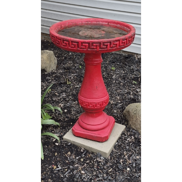 Louisville Home Pickup - Yard Decor 26" Painted 2 Pc Concrete Bird Bath  In Good Condition - See Pic