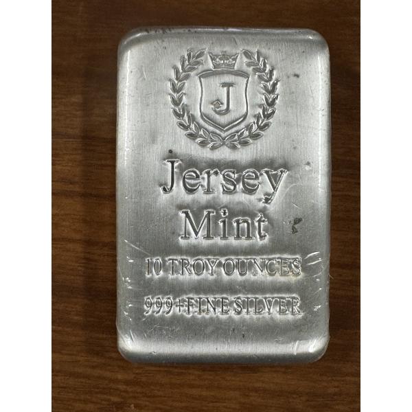 Vintage Jersey Mint 10 Troy Ounces  .999 Fine Silver Bar