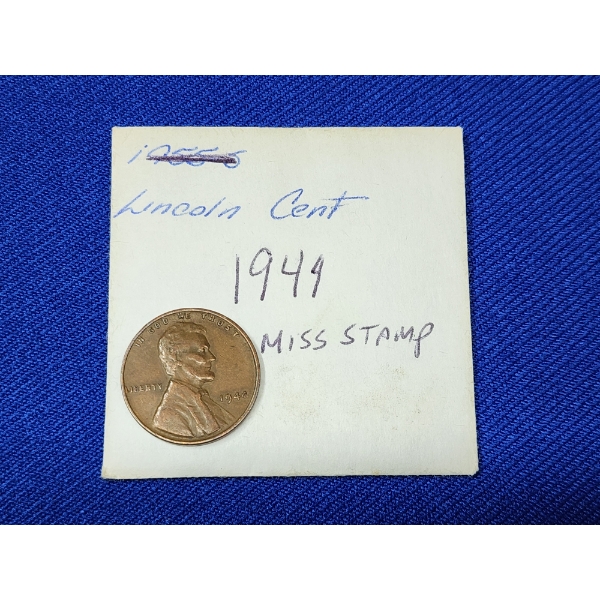 U.S. 1944 Mis-Stamped Lincoln Memorial Penny 