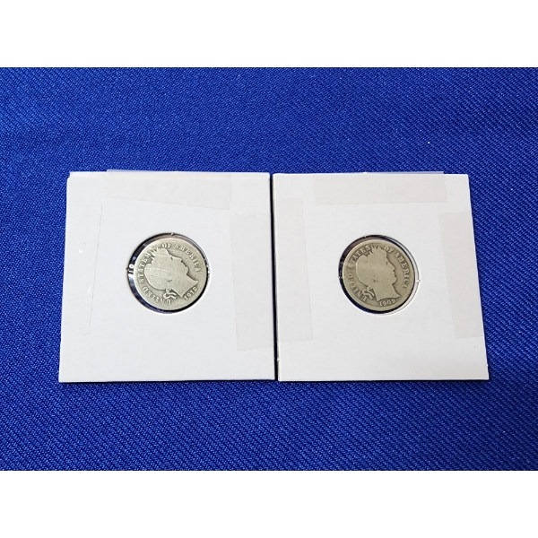 2 United States Barber Silver Dimes: 1909 and 1912-D