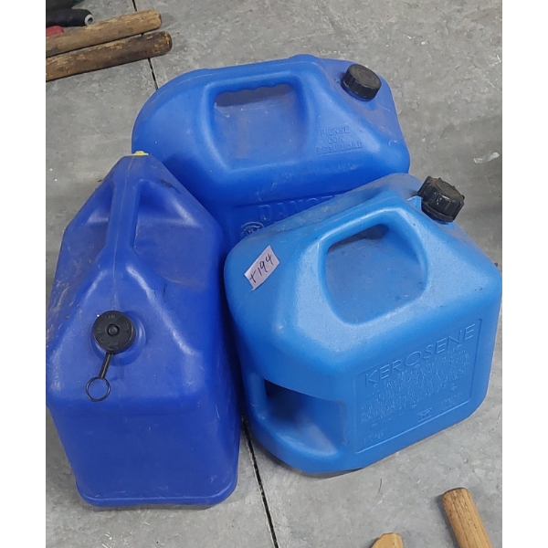 Three (3) Gas Containers As Shown 5 Gallon Each