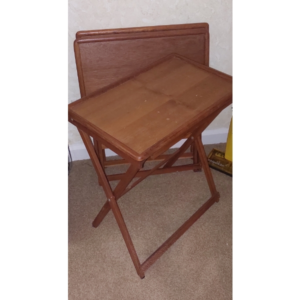 Set Of 3 Folding Wood TV Trays - See Pics