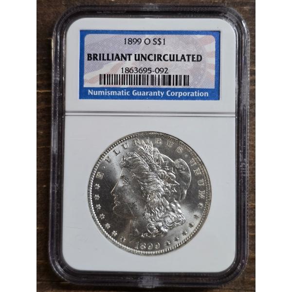 NCG Brilliant Uncirculated 1899-O Morgan Silver Dollar