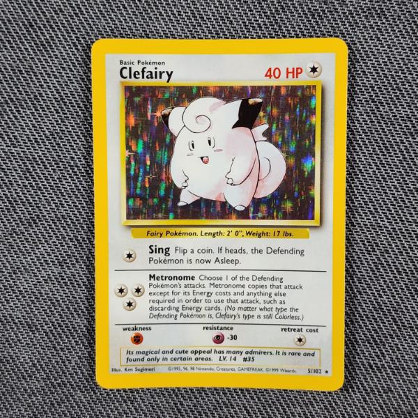 Clefairy 5/102 Holo Rare Vintage Base Set Pokemon Trading Card in Near Mint Condition!