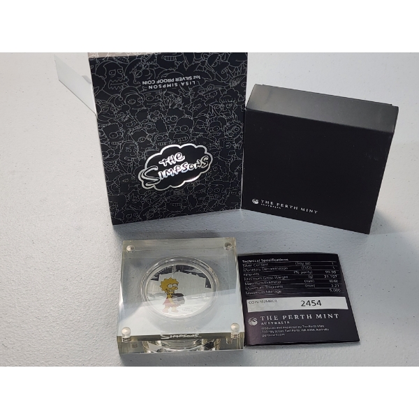 The Simpsons: Lisa 1 oz .9999 Fine Silver Collectible Coin with Nice Display - The Perth Mint