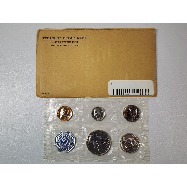1957 United States Mint Silver Proof Set: 90% Silver Half Dollar, Quarter, Dime