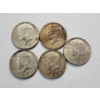 Image 1 : x5 Assorted Years 40% Silver Kennedy Half Dollars FV: $2.50
