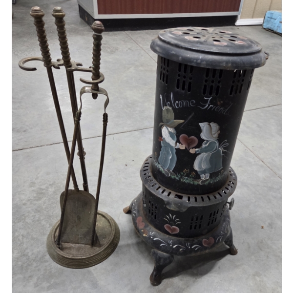 Vintage Kerosene Furnace And Fireplace Tool Set -No Shipping