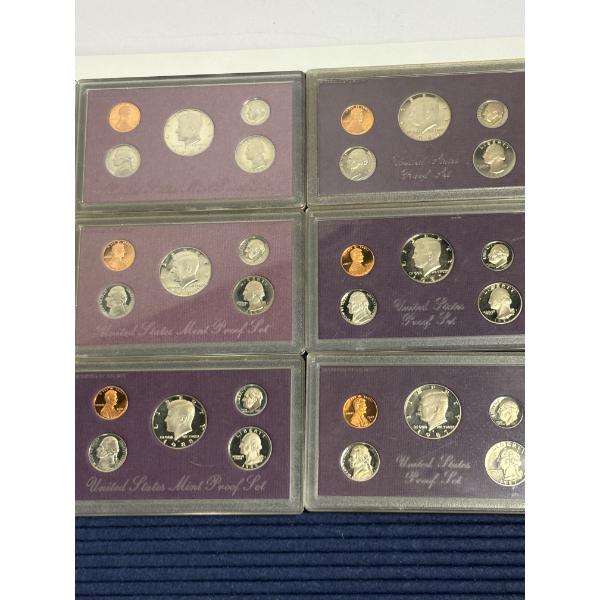 6 United States Proof Sets - FV $5.46 - 1989 (2) - 1985 - 1987 (2) - 1988
