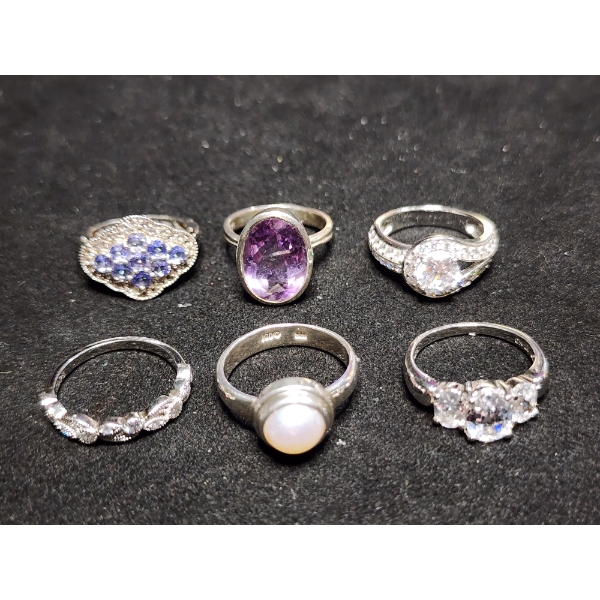 Lovely Sterling Silver Rings Including A Stunning Amethyst Handmade Ring Weighing Total of 21.4 Gram