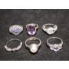 Image 1 : Lovely Sterling Silver Rings Including A Stunning Amethyst Handmade Ring Weighing Total of 21.4 Gram
