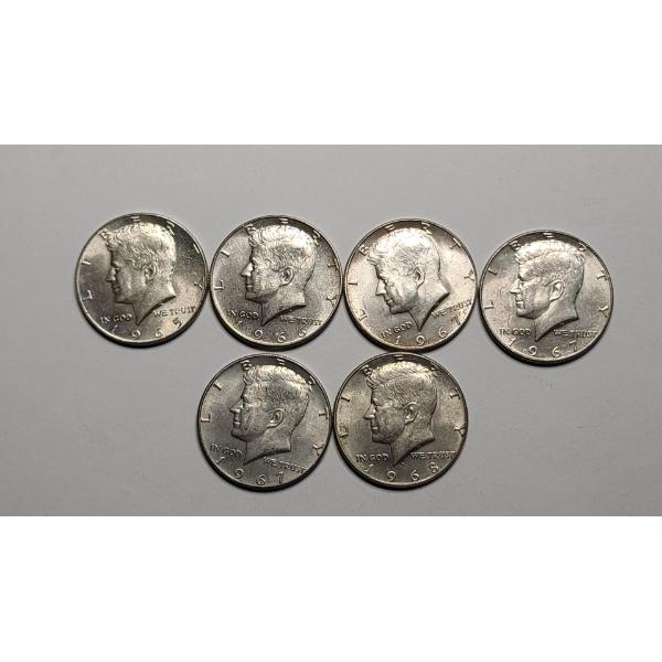 (6) Assorted Years United States 40% Silver Kennedy Half Dollars - Face Value: $3.00