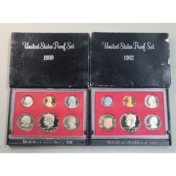 1980 & 1982 United States Proof Coin Sets