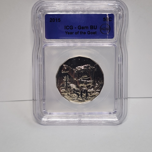 ICG GEM BU 2015 Australia 50-Cent "Year of the Goat" Commemorative Coin 